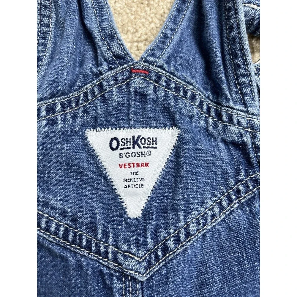 VTG 80s‎ 90s OSHKOSH B'GOSH Denim Overalls Vestbak Toddler 4T Flower Embroidery